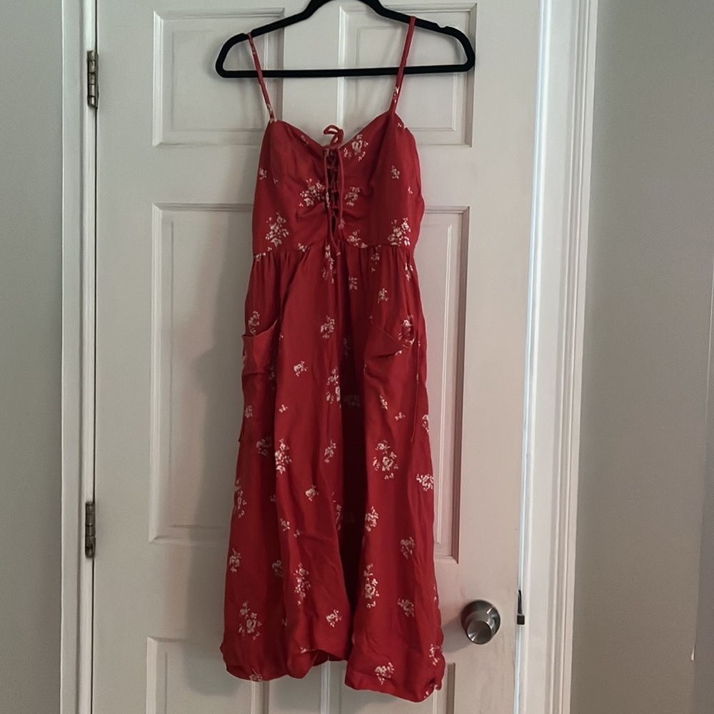 Reformation Red Floral Midi Dress - Picture 4 of 6